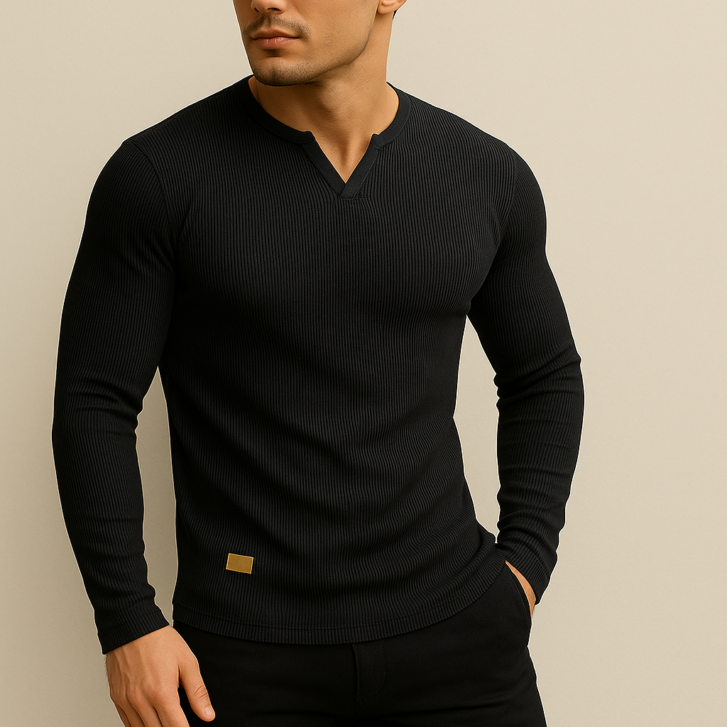 Sculpted V-Neck Long Sleeve