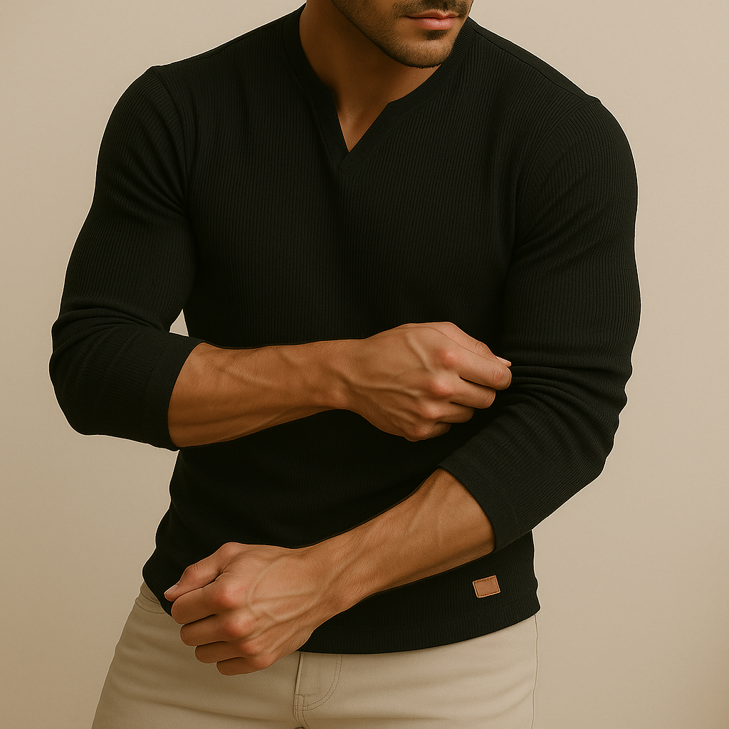 Sculpted V-Neck Long Sleeve