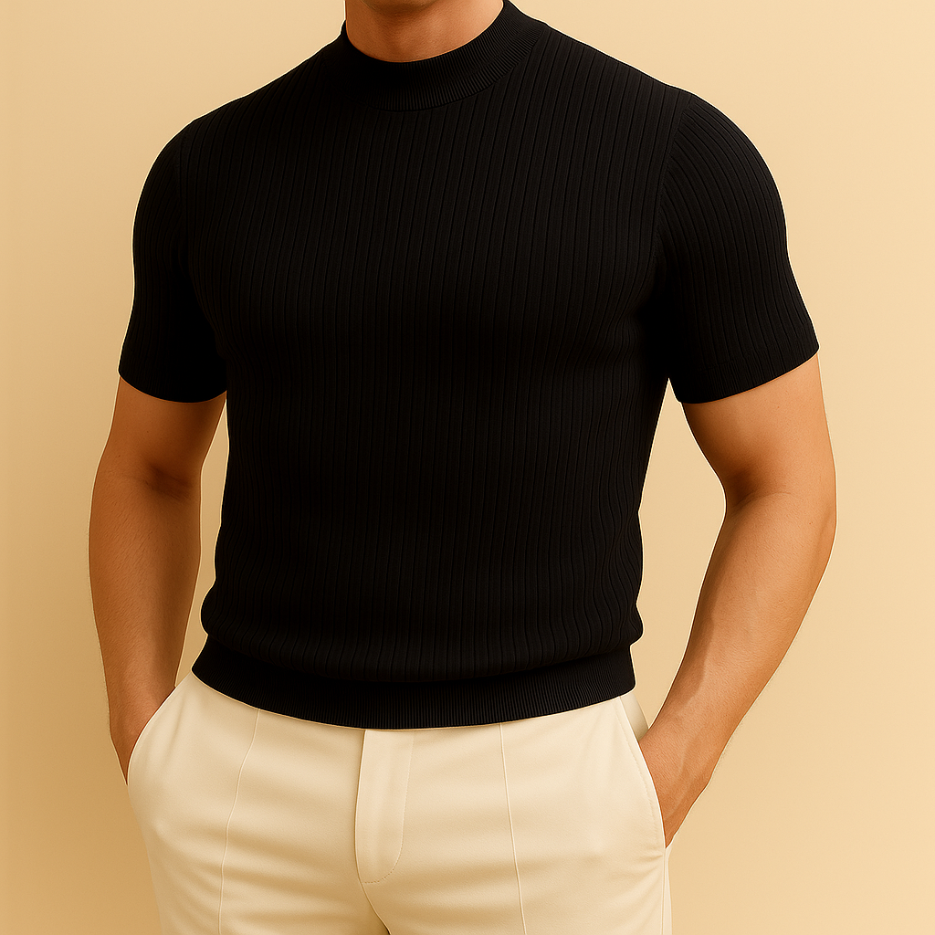 Modern Ribbed Mock Neck