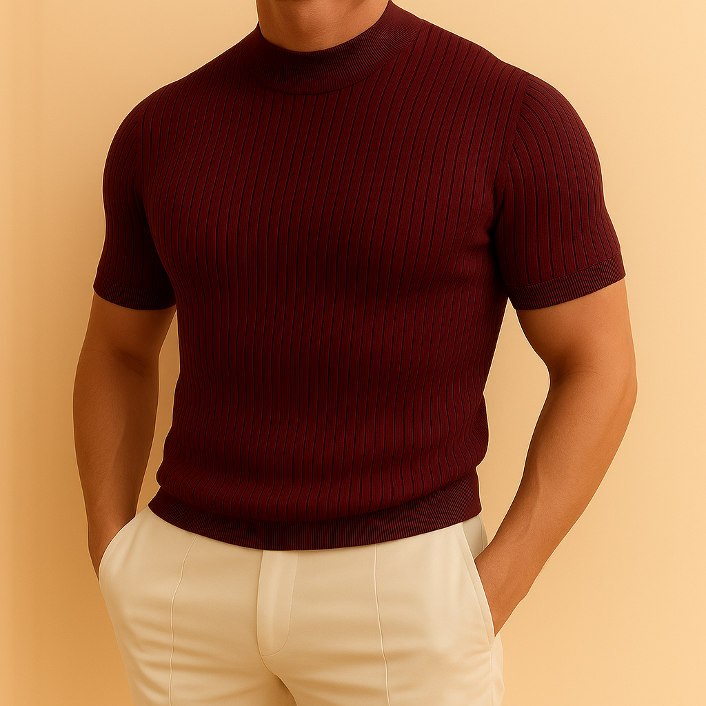 Modern Ribbed Mock Neck