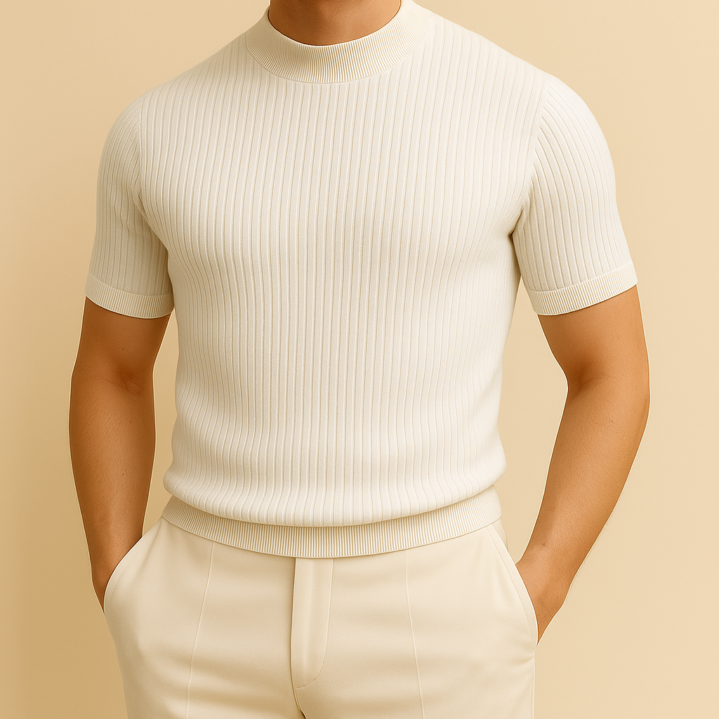 Modern Ribbed Mock Neck