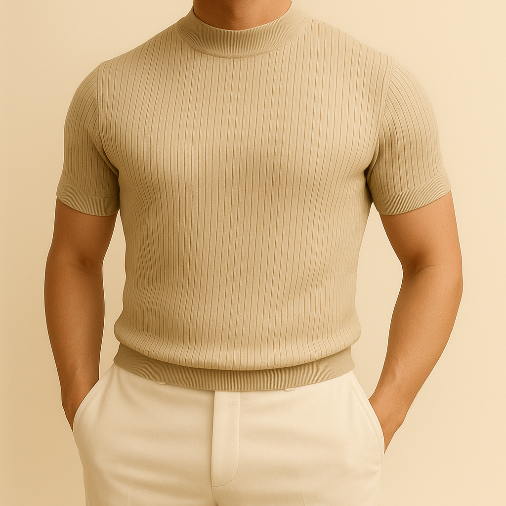 Modern Ribbed Mock Neck