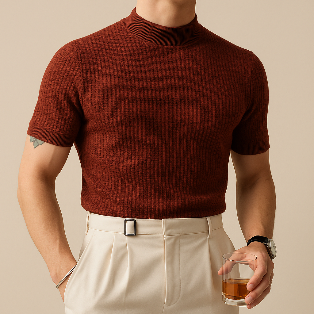 Modern Ribbed Mock Neck