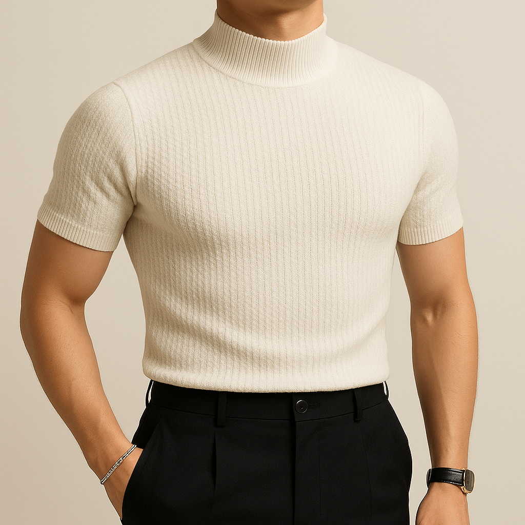 Modern Ribbed Mock Neck