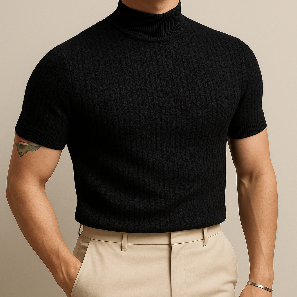 Modern Ribbed Mock Neck